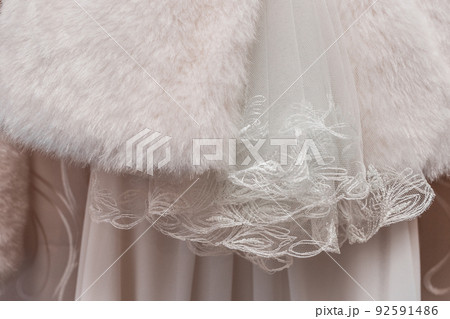Wedding Detail White Bridesmaid Dress Fragment Veil Elegant Material Close-up Wedding Detail White Bridesmaid Dress Fragment Veil Elegant Material Close-up 92591486