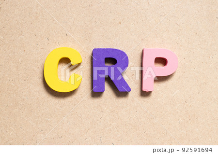 Color alphabet letter in word CRP (abbreviation of C-Reactive Protein Test) on wood background Color alphabet letter in word CRP (abbreviation of C-Reactive Protein Test) on wood background 92591694