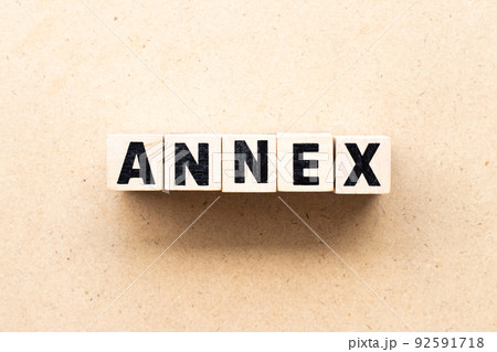 Letter block in word annex on wood background Letter block in word annex on wood background 92591718