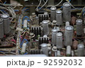 Electronics circuit board transistors transformer resistors diodes old in dust 92592032
