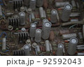 Electronics circuit board transistors transformer resistors diodes old in dust 92592043