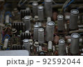 Electronics circuit board transistors transformer resistors diodes old in dust 92592044