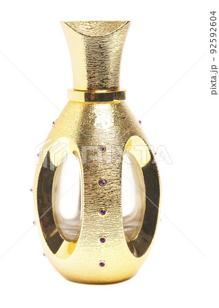 Woman perfume in bottles isolated on white background 92592604