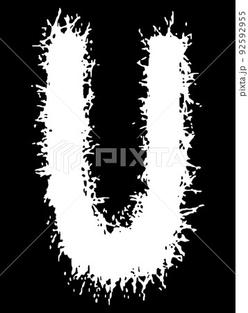 Metal music band's font.White letter with smudges on black background. 92592955