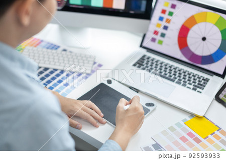 Professional development programmers are choosing color schemes to decorate their website or application to be attractive, Write information or code for the website,  HTML, Javascript, Color tone. 92593933
