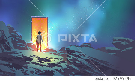 glowing door to another realm glowing door to another realm 92595296