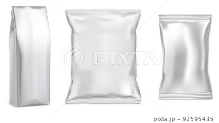 Foil pouch mockup, snack food sachet vector template 92595435