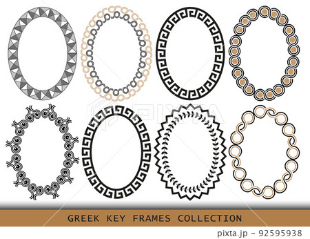 Ancient Greek oval frames patterns, set of antique borders from Greece 92595938