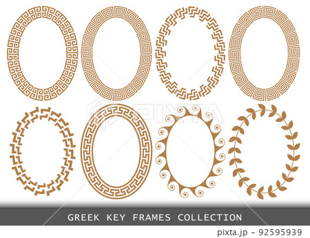 Ancient Greek oval frames patterns, set of antique borders from Greece 92595939
