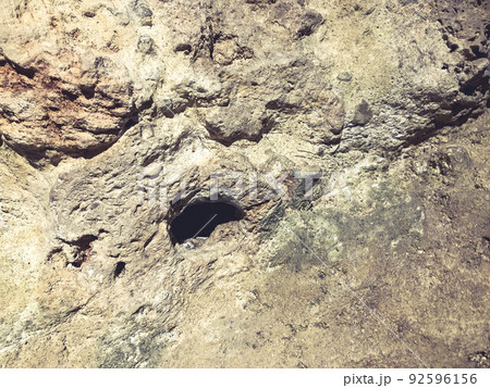texture. cave made of stone with a hole. wall with scuffs and damage. 3d volumetric texture, background 92596156