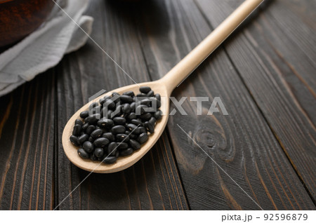 Fresh organic natural beans on wooden rustic black background 92596879