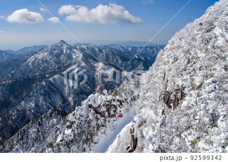 御在所岳の樹氷【御在所ロープウエイ山上公園富士見岩よりの眺望】 92599342