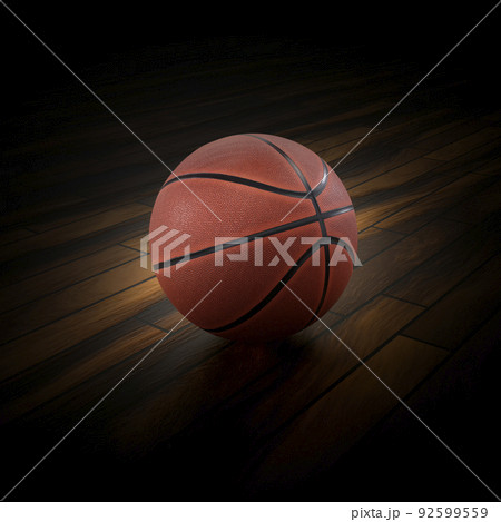 Basketball ball on the parquet with black background Basketball ball on the parquet with black background 92599559