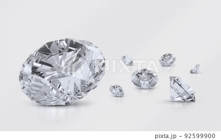 Dazzling diamond placed on gray background. 3D render 92599900