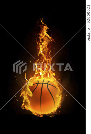 basketball, fire in hand black background 92600023