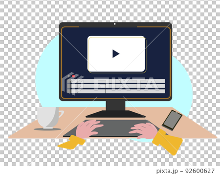 Video editor Hand typing work Creator Designer Illustration 92600627
