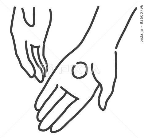 クリームで手のひらをマッサージしているイラスト クリームで手のひらをマッサージしているイラスト 92600796