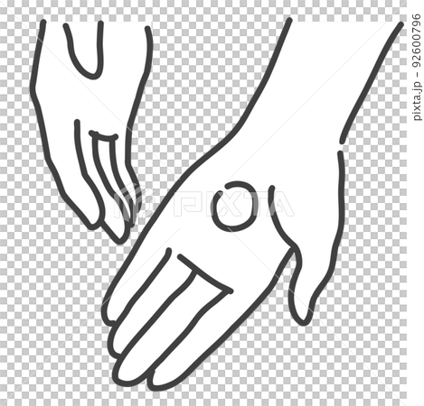 クリームで手のひらをマッサージしているイラスト クリームで手のひらをマッサージしているイラスト 92600796