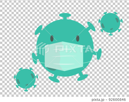 Virus bacteria wearing a mask Wearing a mask Corona infection countermeasures Bacteria icon illustration Virus bacteria wearing a mask Wearing a mask Corona infection countermeasures Bacteria icon illustration 92600846
