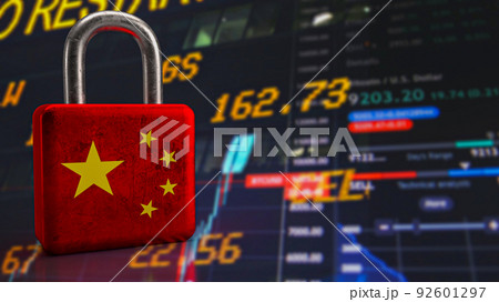 The Chinese flag on lock for business concept 3d rendering The Chinese flag on lock for business concept 3d rendering 92601297