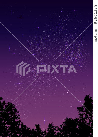 ベクター背景素材_夜空_森 92601358