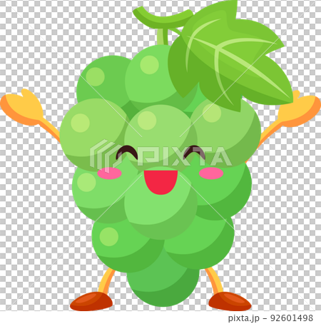 Illustration of a cute Muscat character who is pleased with both hands raised Illustration of a cute Muscat character who is pleased with both hands raised 92601498