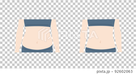 Women's waist body parts constriction slim belly fat luxury meat illustration 92602063