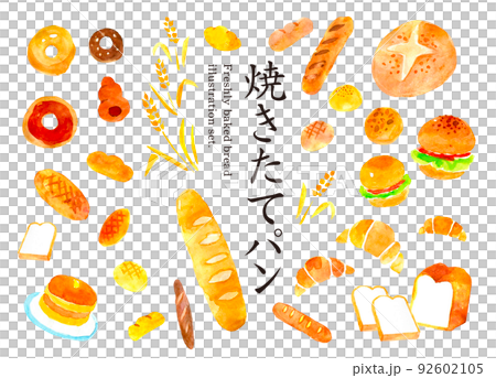 新鮮出爐的麵包水彩插圖 92602105