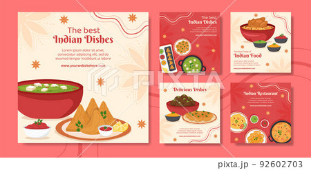 Indian Food Restaurant Social Media Post Template Flat Cartoon Background Vector Illustration Indian Food Restaurant Social Media Post Template Flat Cartoon Background Vector Illustration 92602703