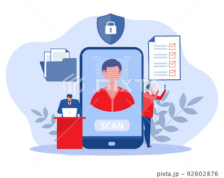 KYC or know your customer with business verifying the identity of its clients concept at the partners-to-be through a magnifying glass vector illustrator 92602876