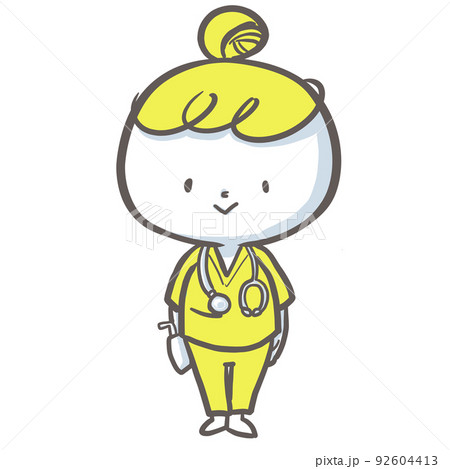 立ち姿の看護師　黄色バージョン 92604413