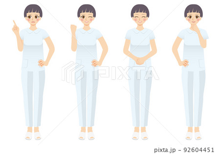 働く女性イラストセット 全身 看護師 ショートカット 働く女性イラストセット 全身 看護師 ショートカット 92604451