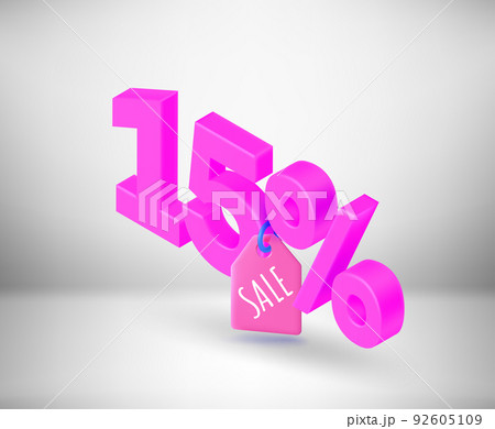 15 percent season discount concept. Vector 3d isometric label 92605109