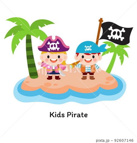 Kids pirate captain and sailor characters, Flat Clipart 92607146