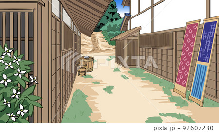 和風イメージ 裏山に続く道 背景のイラスト素材