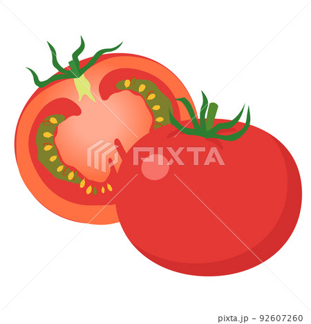 野菜イラスト トマトとその断面のイラスト素材