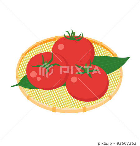野菜イラスト　かごに盛ったトマト 92607262