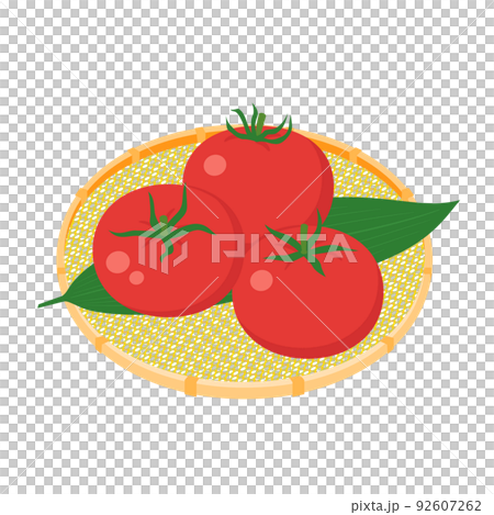 野菜イラスト　かごに盛ったトマト 92607262