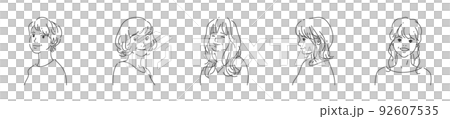 5 名中年婦女一套 | 透明背景的線條畫 5 名中年婦女一套 | 透明背景的線條畫 92607535