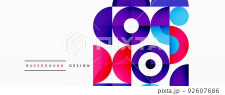 Colorful circle abstract background. Minimal geometric template for wallpaper, banner, presentation 92607686