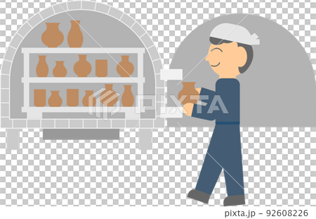 將作品放入窯中的陶藝家 將作品放入窯中的陶藝家 92608226