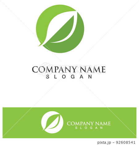 Eco Energy Vector Logo with leaf symbol. Green color with flash or thunder graphic. Nature and electricity renewable. This logo is suitable for technology, recycle, organic. 92608541