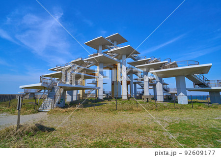 千葉県富津市の富津岬にある富津岬展望台 千葉県富津市の富津岬にある富津岬展望台 92609177