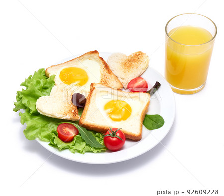Fried Egg on Toast Bread isolated on white background 92609228
