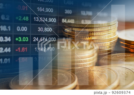 Stock market finance business, economy trend graph digital technology. 92609374