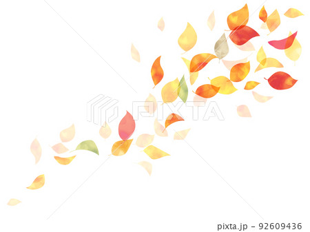 手描き、水彩、落ち葉のフレームデザイン 手描き、水彩、落ち葉のフレームデザイン 92609436