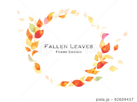 手描き、水彩、落ち葉のフレームデザイン 92609437