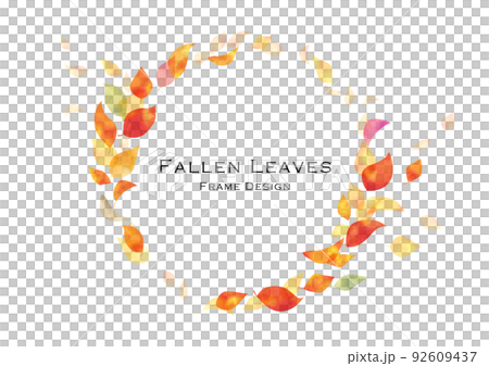手描き、水彩、落ち葉のフレームデザイン 92609437