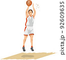 シュートを打つ男子バスケットボール選手のイメージイラスト 92609635