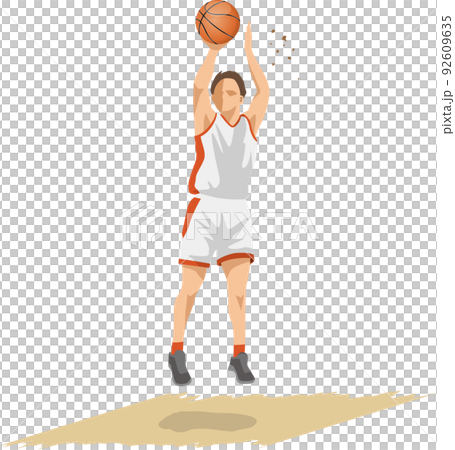 シュートを打つ男子バスケットボール選手のイメージイラスト 92609635